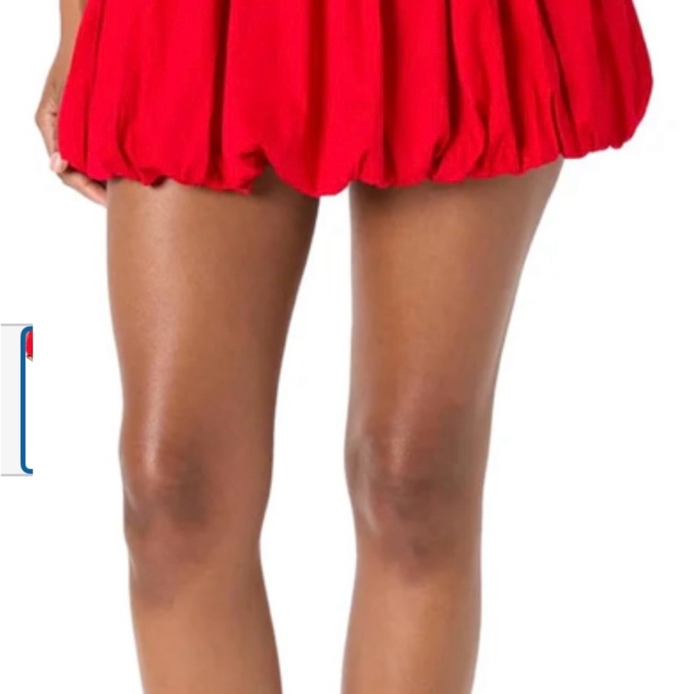 Women's Red Mini Bubble Skirt - Stretch Waist - Picture 2 of 7